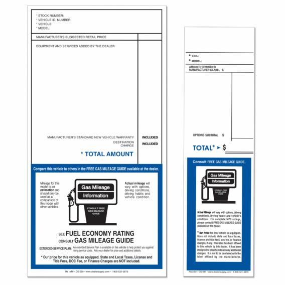 Reconciliation Stickers auto dealer supply