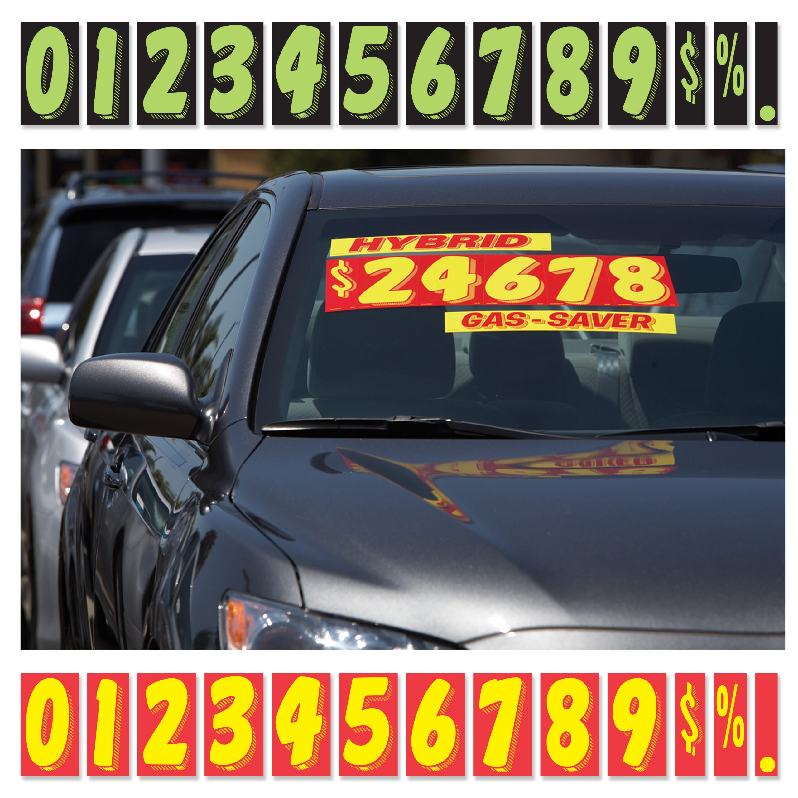 Vehicle Windshield Number Stickers - Image 4
